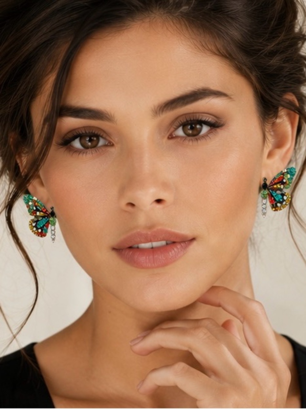 Colorful Butterfly Crystal Stud Earrings for Women